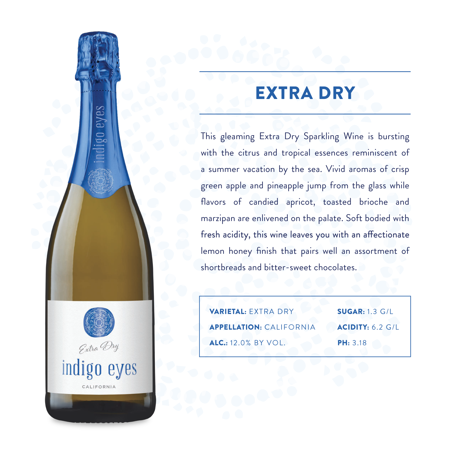 Indigo Eyes Extra Dry Sparkling Wine Product Page